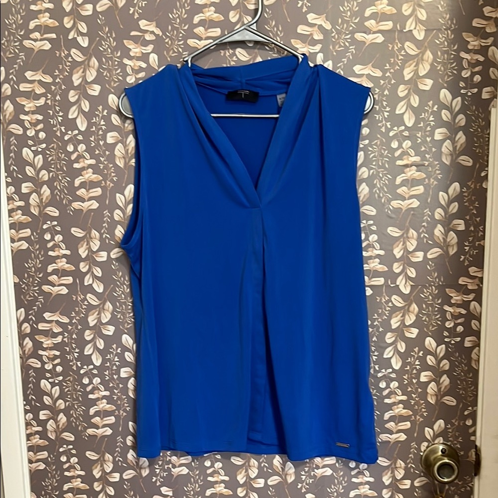 Tahari Royal Blue Sleeveless Blouse
